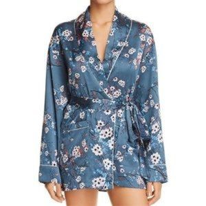 Sam Edelman Spring Blue Floral Smoking Robe